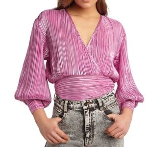 Bardot Size XS US 4 Trinity Pleat Top Pink Shine